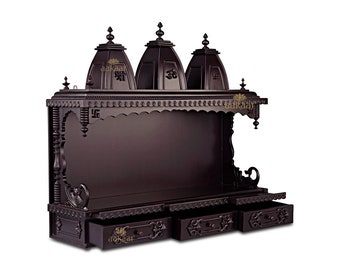 36" KM - Wooden Temple, Pooja Mandir for Home, Hindu Puja Mandap