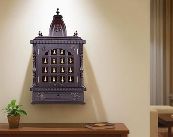18" KMD - Wooden Temple, Puja Mandir for Home with Bell Doors