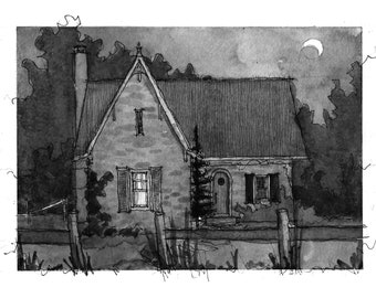 The Witch's Cottage: Watercolor Print Digital Download