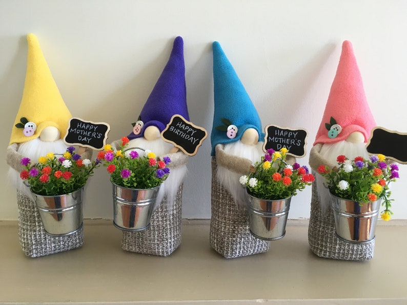 Handmade spring gnome, birthday gift gnome, teacher gift gnome, personalized gift gnome, gift for her image 1