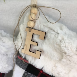 Personalized traditional Christmas stocking initial tag, just the tag