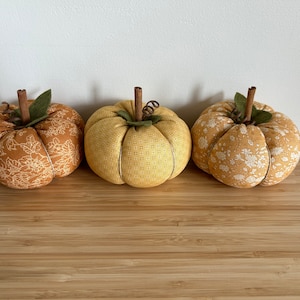 Fabric pumpkins set of three, handmade fabric pumpkins, fall decor, autumn decor, pumpkin decor, Fall plaid pumpkins, pumpkin decor