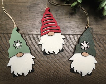 Gnome ornament, handmade wooden gnome Christmas tree ornament, Christmas gnome ornaments