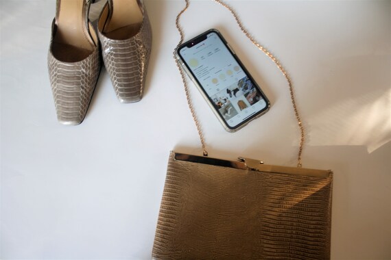 snake print purse, snake print clutch, vintage sn… - image 2