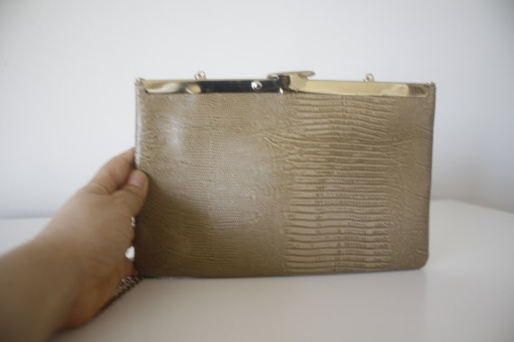 snake print purse, snake print clutch, vintage sn… - image 9