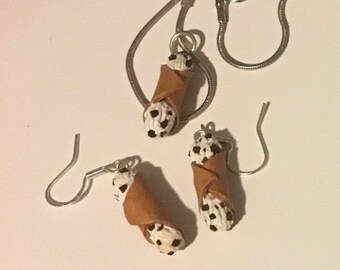 Cannoli Jewelry/Earrings/Necklace/Miniature Food/Polymer Clay/Desserts