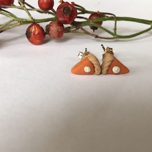 Pumpkin Pie Stud Earrings/Thanksgiving/Miniature Food/Desserts/Polymer Clay/Fall Jewelry