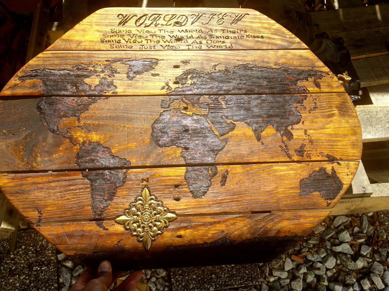 Rustic burned Map of the World Etsy