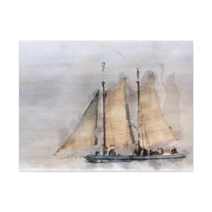 Sailboat Watercolor Canvas Print | Various Sizes