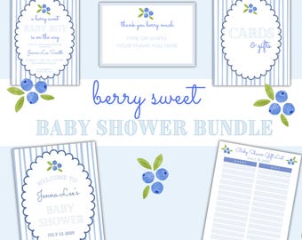 BUNDLE Editable Berry Sweet Baby Shower Invitation, Blueberry Baby Shower, Berry Sweet Baby, Berry Sweet Baby On The Way, Blueberry Baby