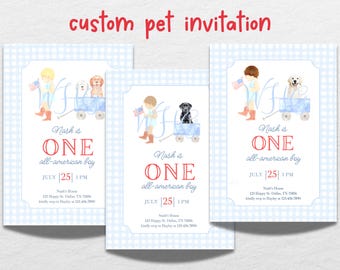 Custom Pet All American Boy Birthday Invitation (Digital)