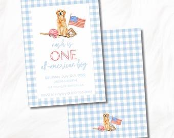 Invitación de cumpleaños de béisbol americano, temática canina (editable, 5x7) (descarga digital)