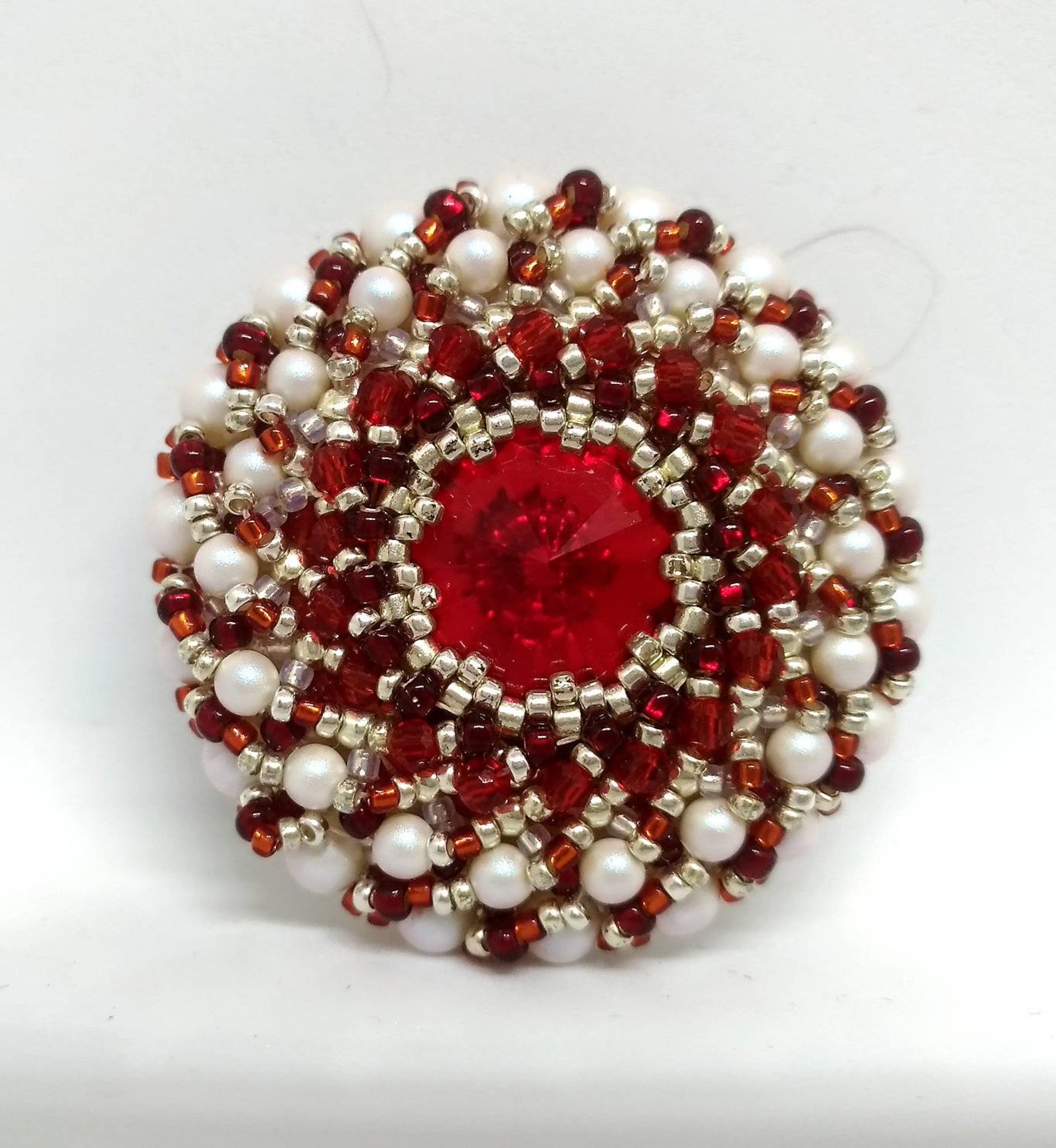 Beaded brooch Strawberry with Cream Etsy