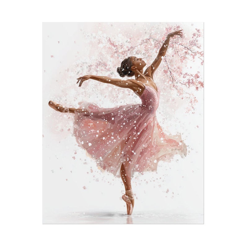 Ballet Dancer Rolled Poster, Wall Art Print, Pink Ballerina Watercolor ...