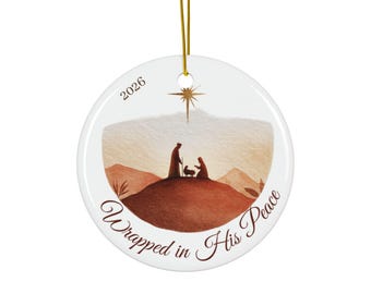 Wrapped in His Peace Nativity Ornament | Ceramic Christmas Ornament