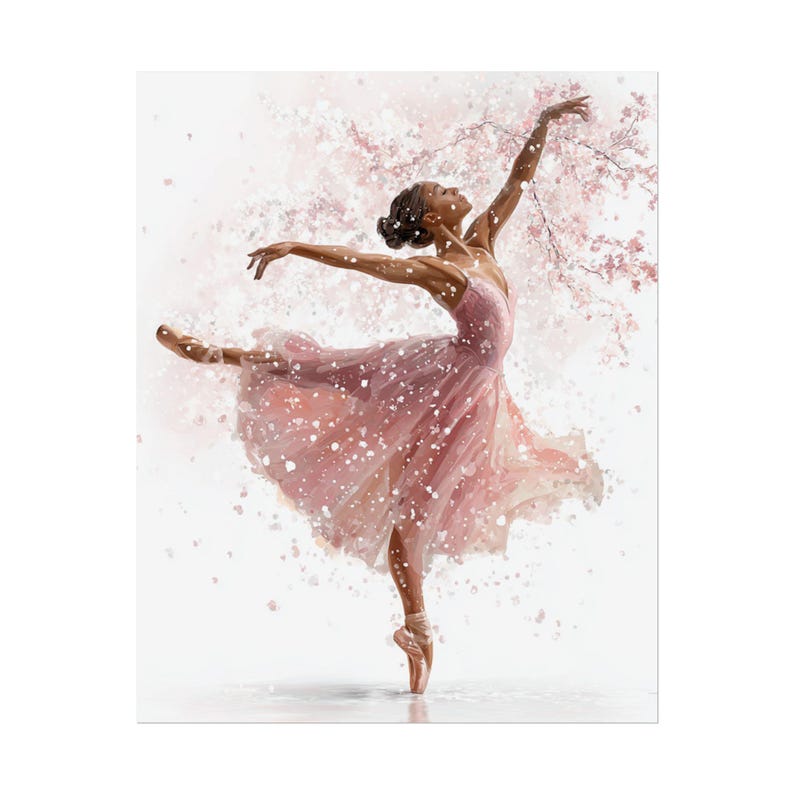Ballet Dancer Rolled Poster, Wall Art Print, Pink Ballerina Watercolor ...