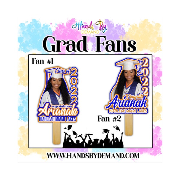 Grad Fans, Graduation Fans, Grad Fan, Party Fans, Custom Grad Fans, Personalized Grad Fan, Grad Hand Fan, Grad Favors, Custom Grad Fans,