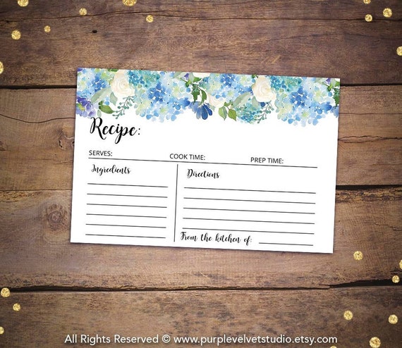 Printable Bridal Shower Recipe Cards Bridal Recipe Cards - Etsy