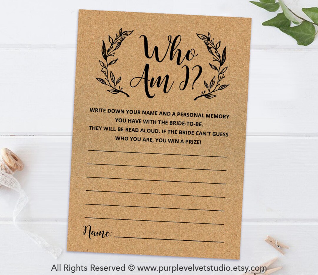 Printable Bridal Shower Games Printable Rustic Bridal Shower Games Who ...