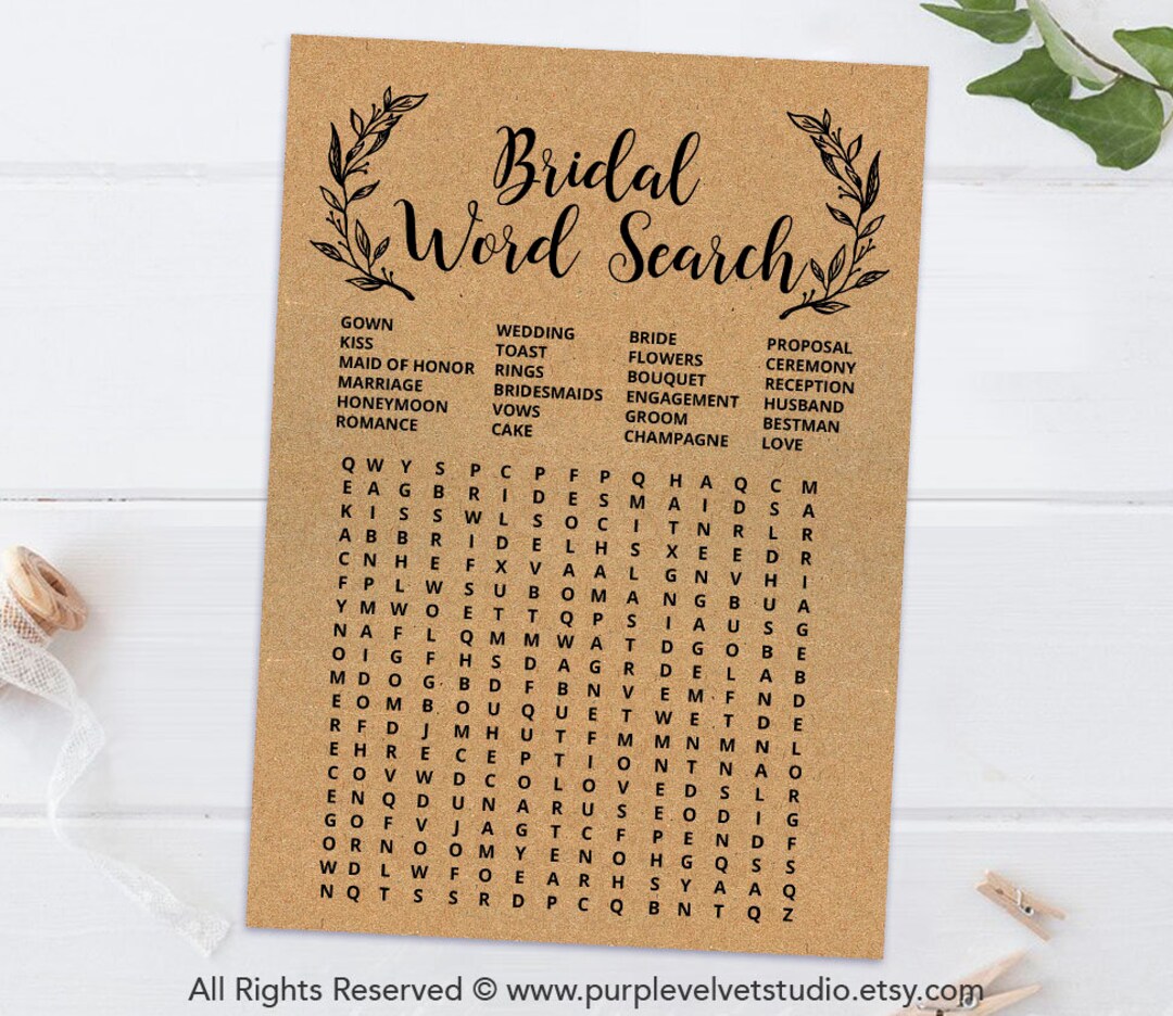 Printable Bridal Shower Games Printable Rustic Bridal Shower Games ...
