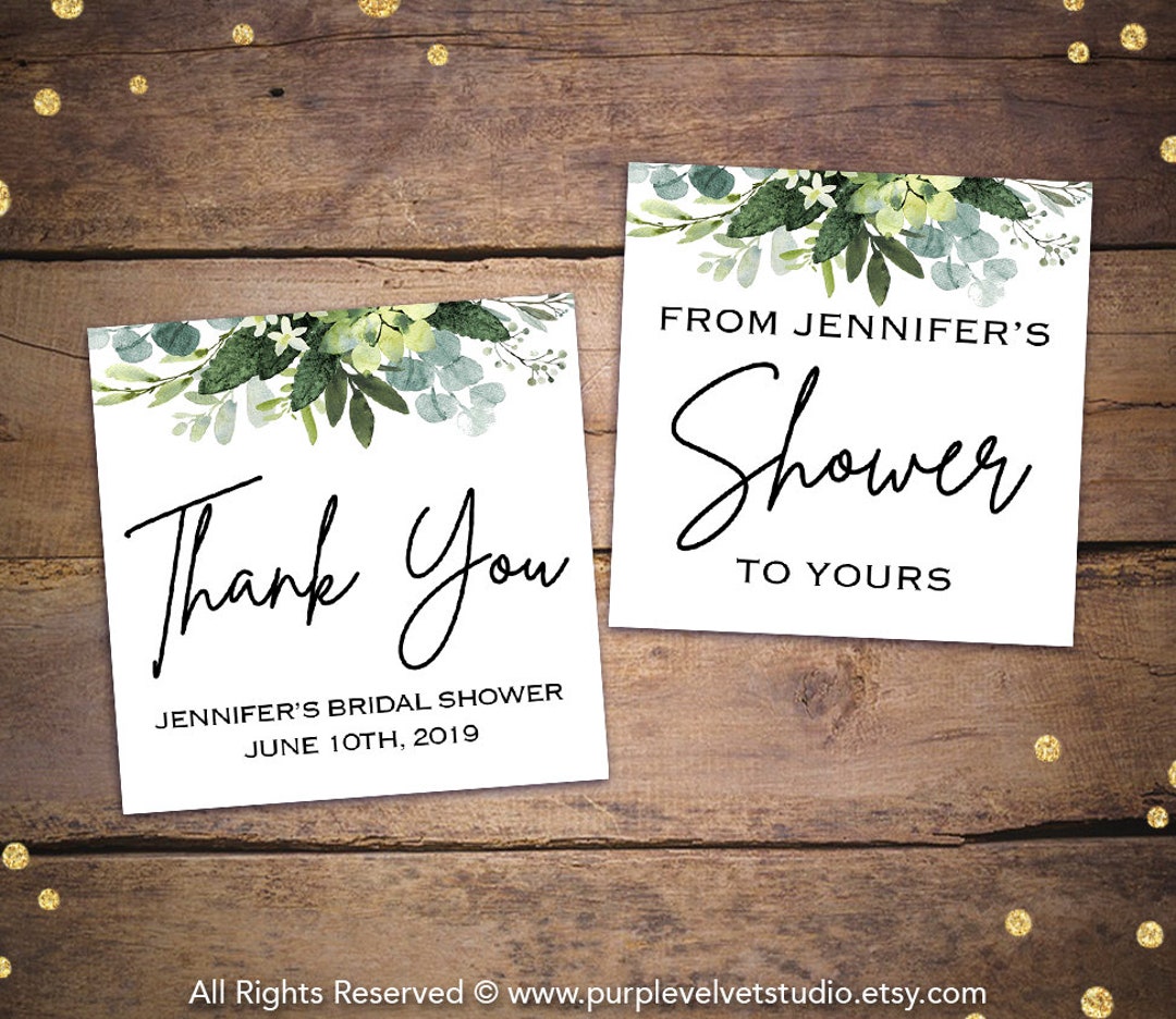Printable Bridal Shower Favor Tags Cards Greenery Leaves Bridal Shower ...