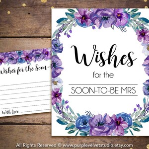 Printable Bridal Shower Activity Printable Purple Floral | Etsy