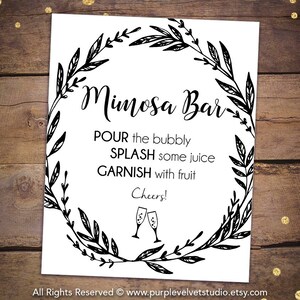 Printable Bridal Shower Sign Printable Rustic Bridal Shower Sign Mimosa ...