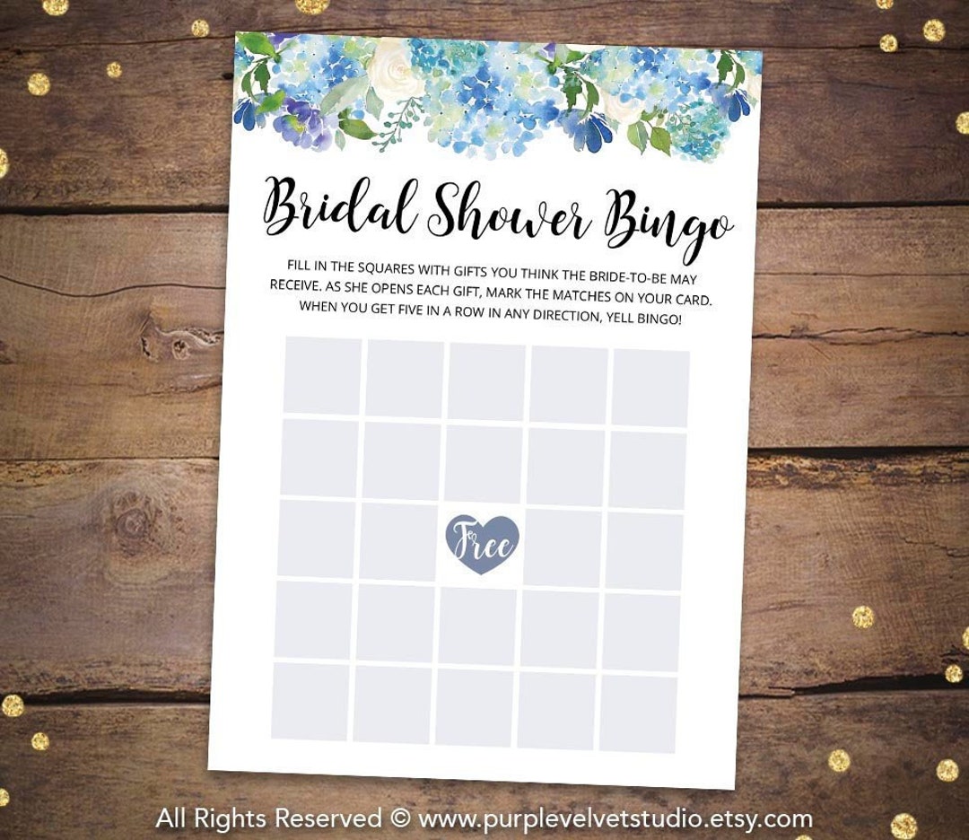 Printable Bridal Shower Games Printable Blue Hydrangea Bridal Shower ...