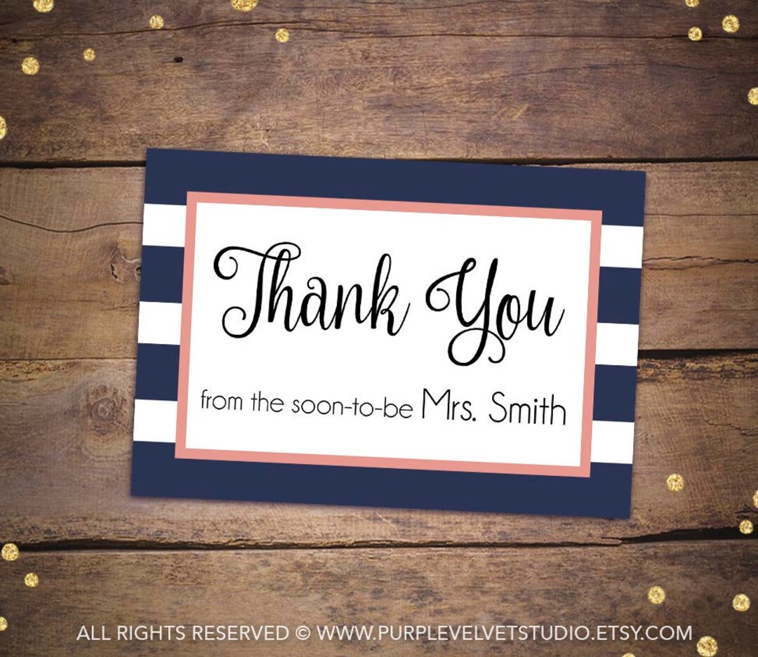 Printable Bridal Shower Thank You Cards Nautical Bridal Shower ...