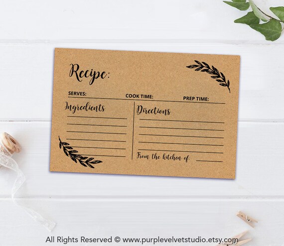 Printable Bridal Shower Recipe Cards Bridal Recipe Cards | Etsy