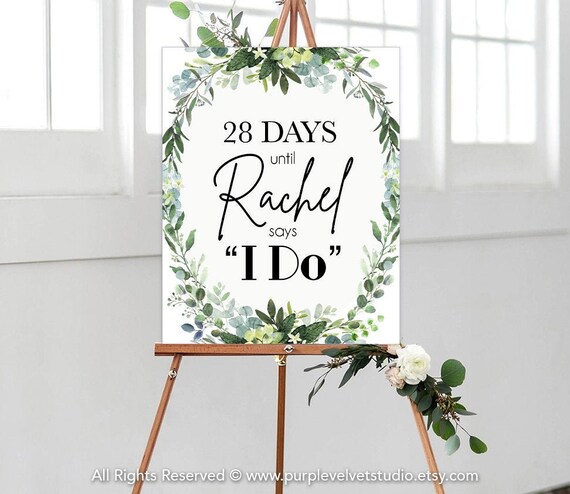 Printable Days Until I Do Sign Printable Greenery Leaves - Etsy
