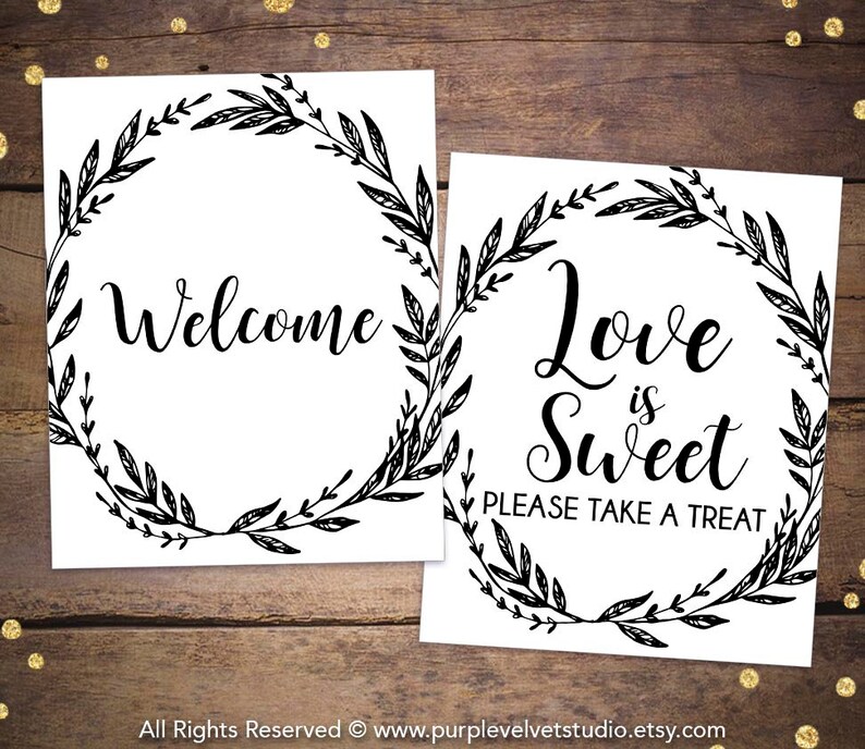 Printable Rustic Table Signs Package Kraft Bridal Shower | Etsy