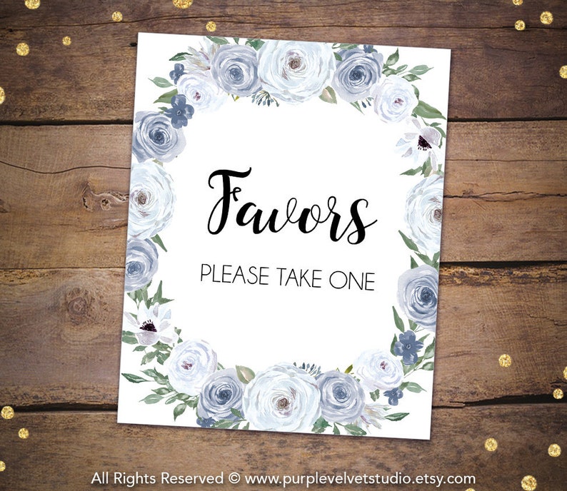 Printable Favors Sign Take A Favor Sign Dusty Blue Floral | Etsy