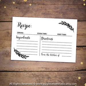 Printable Bridal Shower Recipe Cards Bridal Recipe Cards Recipe for the ...