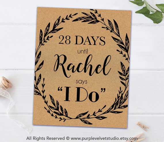 Printable Days Until I Do Sign Printable Rustic Bridal - Etsy