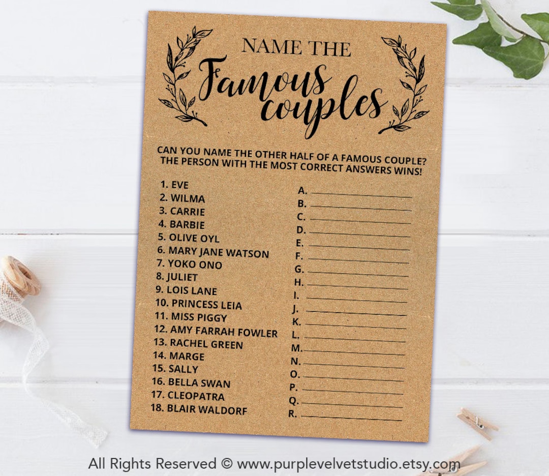 Printable Bridal Shower Games Printable Rustic Bridal Shower Games Name ...
