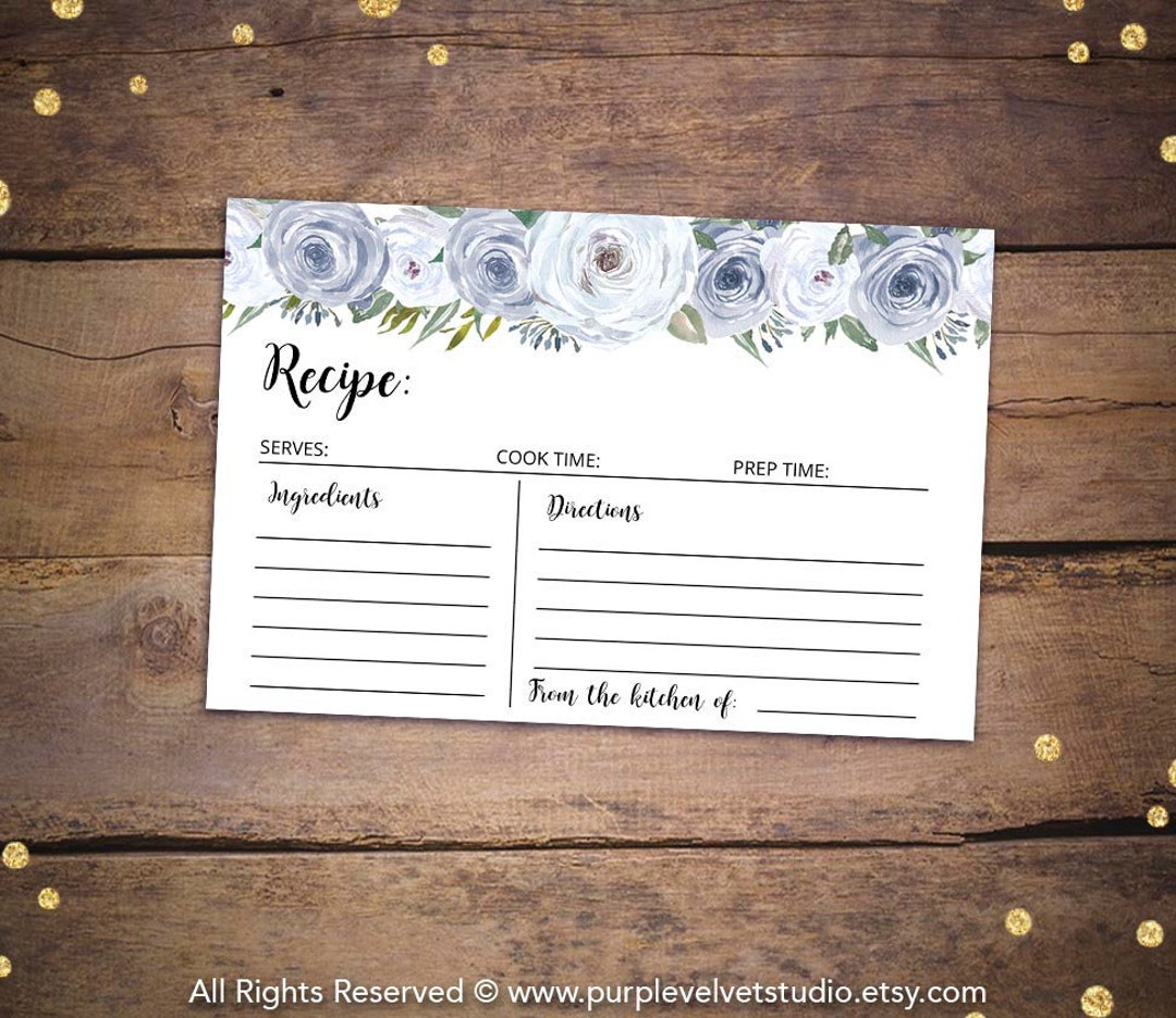 Printable Bridal Shower Recipe Cards Bridal Recipe Cards Recipe for the ...