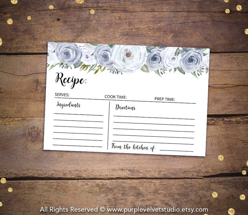 Printable Bridal Shower Recipe Cards Bridal Recipe Cards | Etsy
