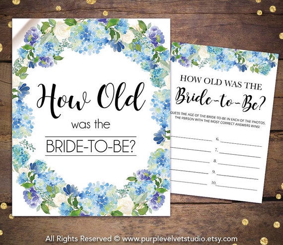Printable Bridal Shower Games Printable Blue Hydrangea - Etsy