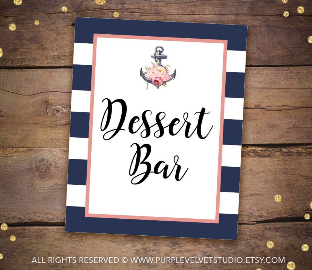 Printable Dessert Bar Sign, Treats Sign Nautical Party Signs Anchor ...