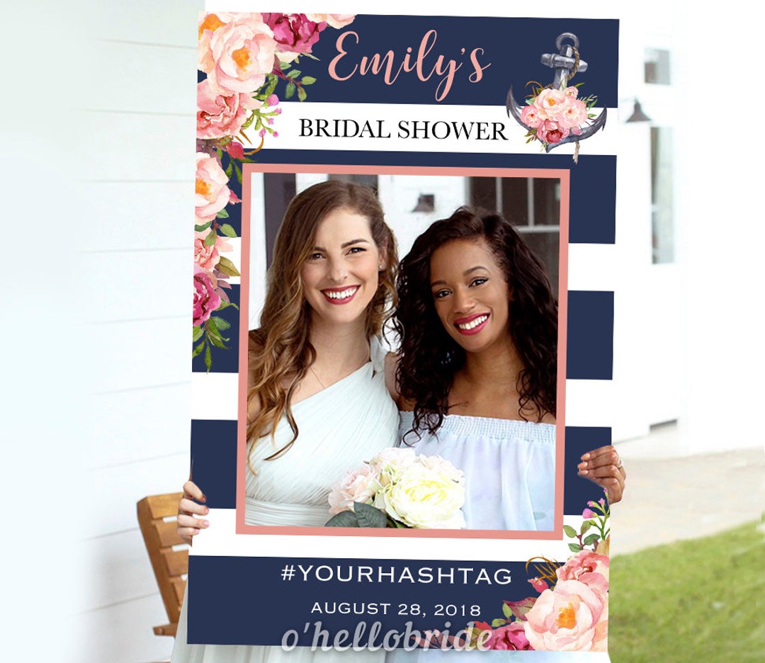 Printable Bridal Shower Photo Booth Frame Nautical Selfie Photo Booth