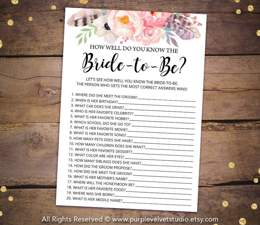 Printable Bridal Shower Games Printable Bohemian Bridal - Etsy