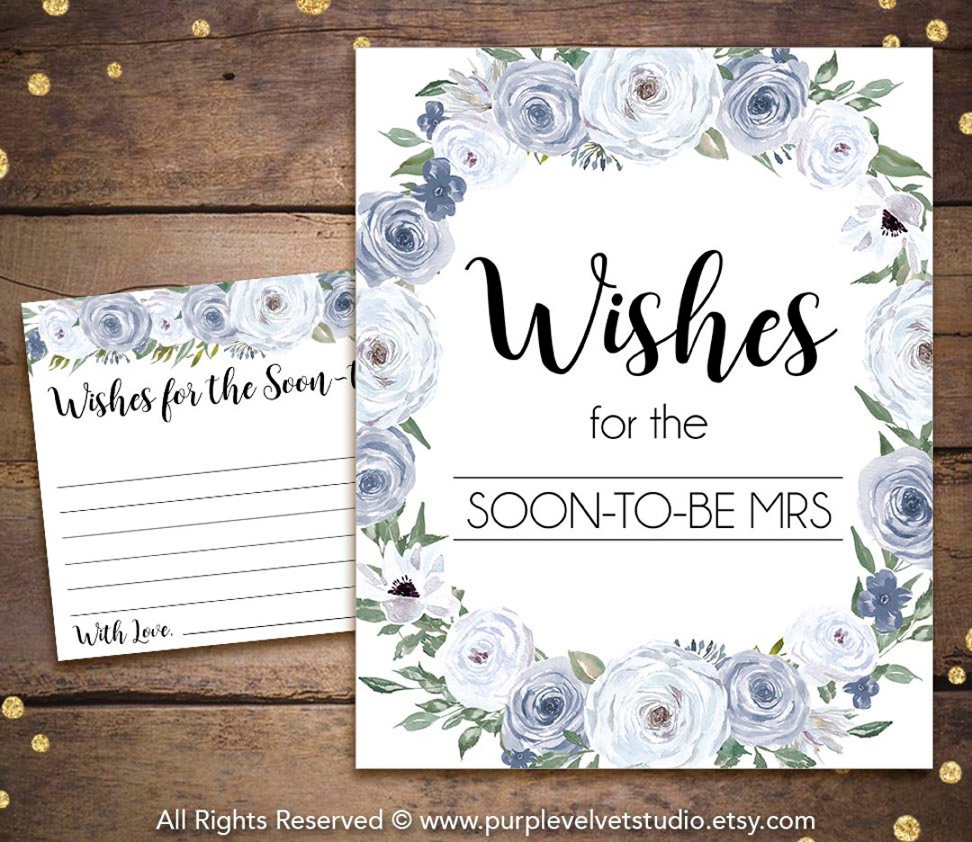 Printable Bridal Shower Activity Printable Dusty Blue Floral Bridal ...