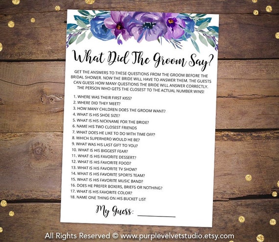 Printable Bridal Shower Games Printable Purple Bridal Shower - Etsy