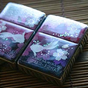 Shipping fee is free【Zippo case】(2piece set) You can put your name in kanji. Japanese art is drawn on the front of Zippo case.