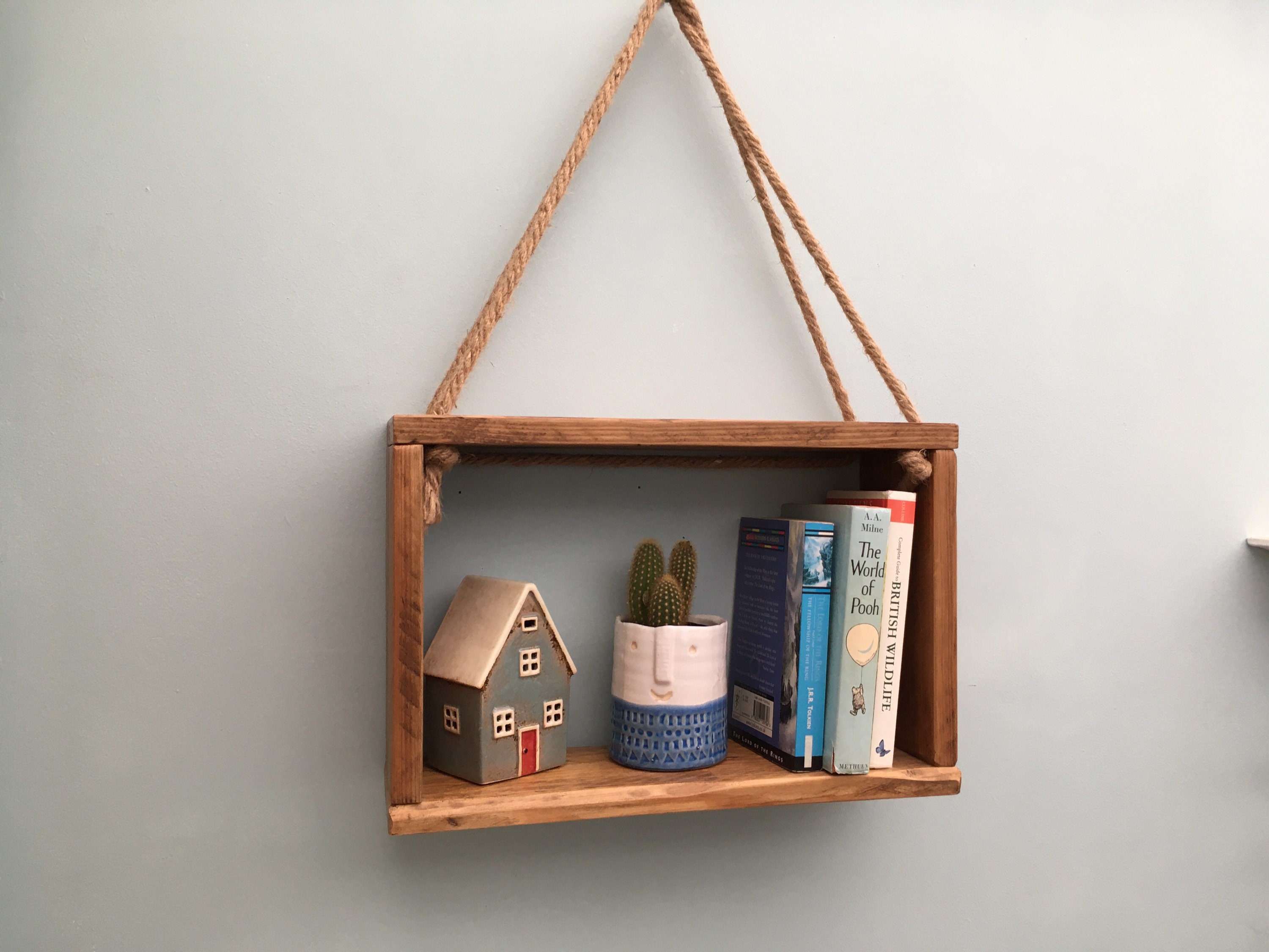 Large Rustic Wooden Hanging Box Shelf Etsy