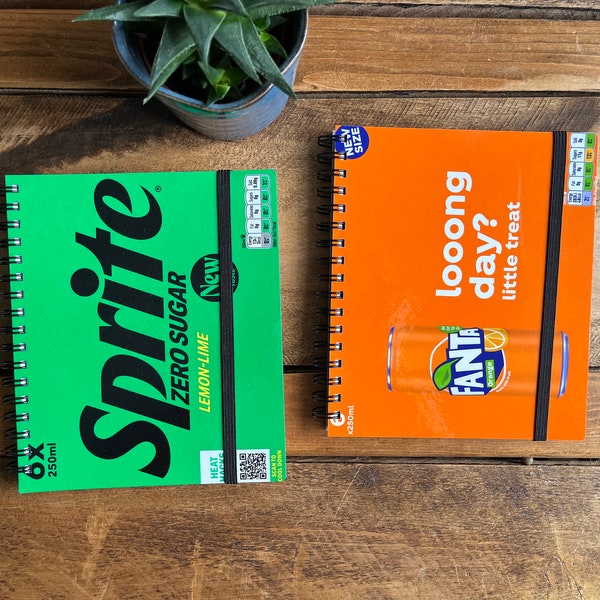 Upcycled/Recycled Coca Cola box Notebook - Sprite & Fanta