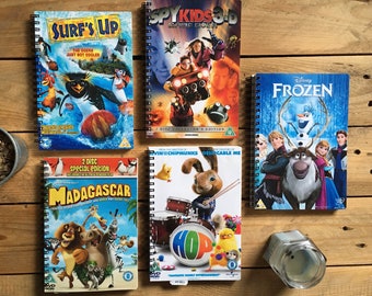 Recycled/Upcycled DVD Cover Notebook - Disney, Dreamworks, Etc