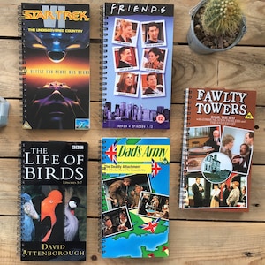 Recycled/Upcycled VHS TV Shows Cover Notebook - Friends, Dads army, etc