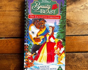 Quaderno VHS di Natale Disney "La bella e la bestia" riciclato/riciclato